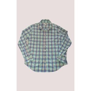 Peter Millar Women's Long Sleeve Plaid Button Up Shirt Size Large Stretch